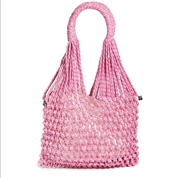 LAST ONE NANNACAY *Stella* pink red white crochet beach boho bag - Picture 2 of 4